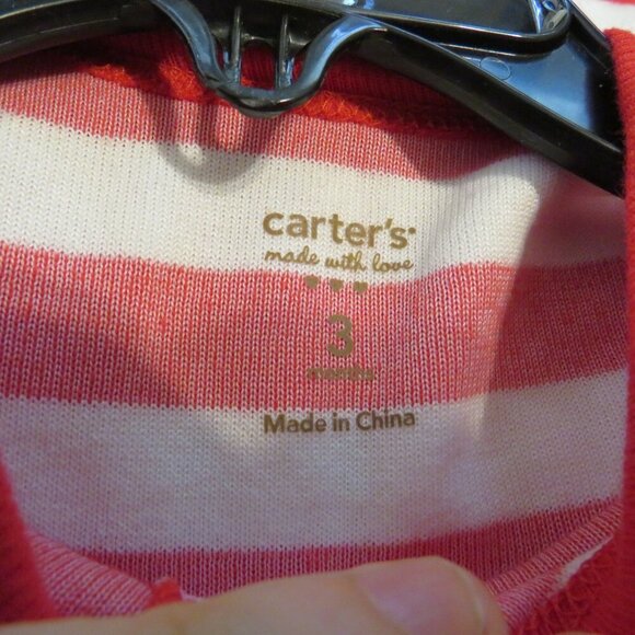 Baby Santa red and white striped footed bodysuit embroidered Holiday - Picture 3 of 8